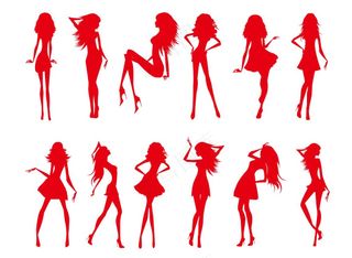 矢量长腿美女剪影