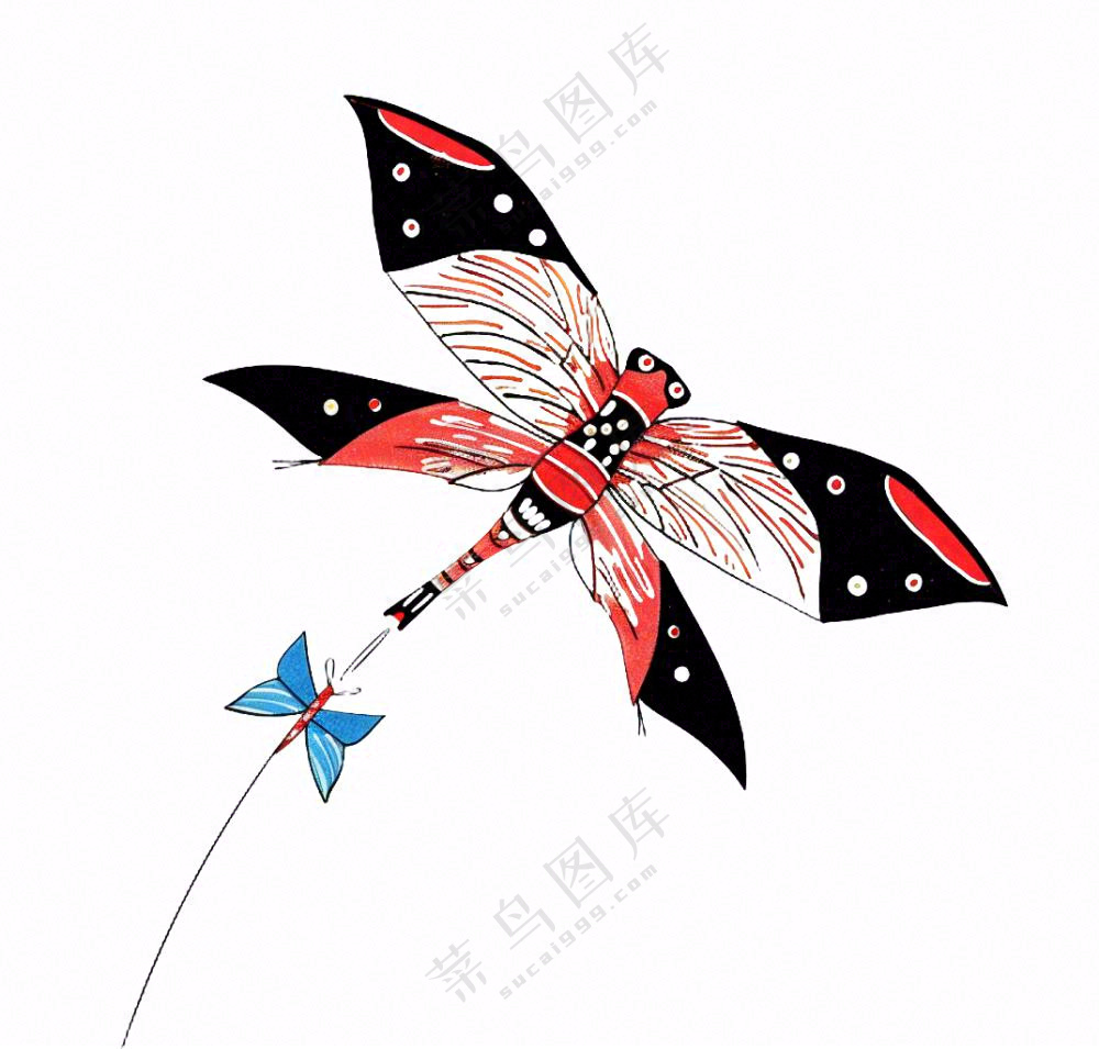 风筝蜻蜓纸鸢插画免抠