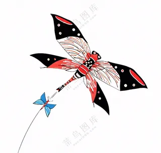 风筝蜻蜓纸鸢插画免抠