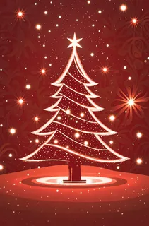 圣诞节海报圣诞树红色背景 (3)