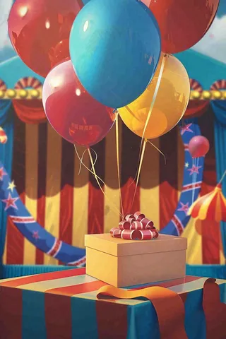 游乐园礼物礼盒气球幕帘愚人节卡通插画背景