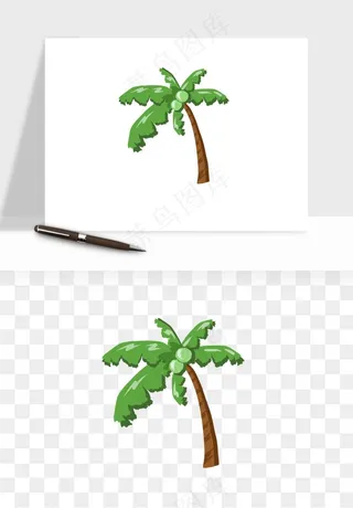 卡通沙滩椰子树png免抠