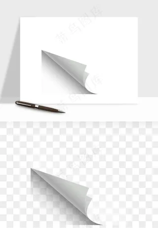 白纸卷边角翻页效果png免抠