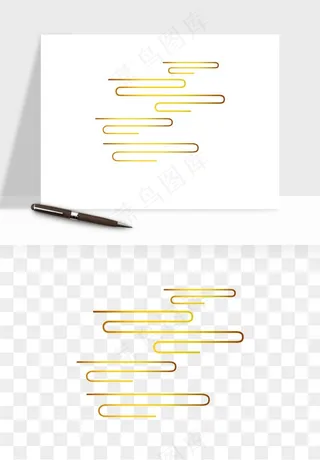 国潮线条祥云装饰png免抠