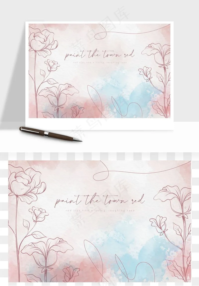 水彩花卉手绘矢量背景