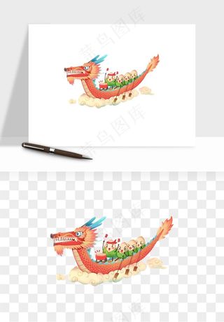 赛龙舟粽子船端午节png免抠