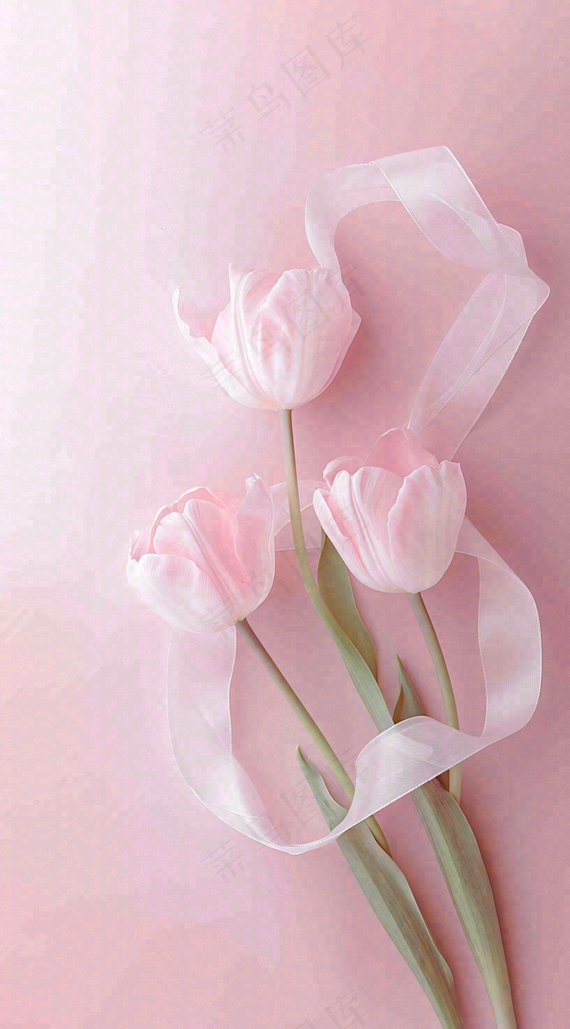 粉色郁金香花束母亲节送花摄影图