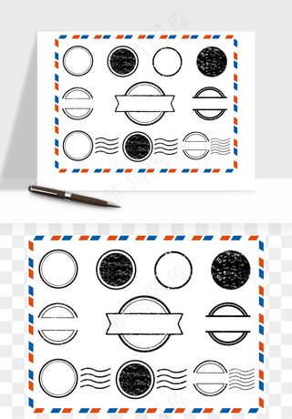 明信片信封邮票矢量