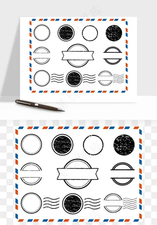 明信片信封邮票矢量