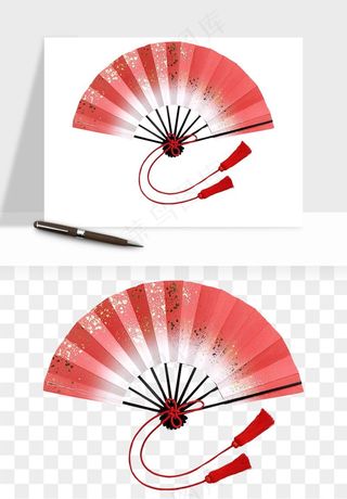 古风扇子元素png免抠