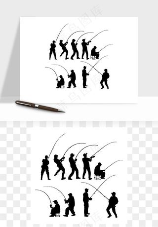 钓鱼人物剪影矢量