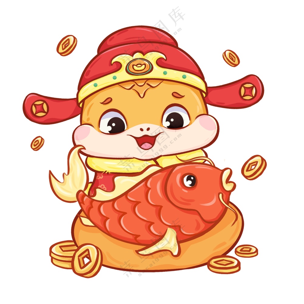 蛇年IP形象插画2025新春贺岁吉祥物蛇宝宝PSD分层图-12
