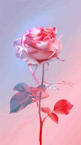 渐变玫瑰花创意插画情人节背景