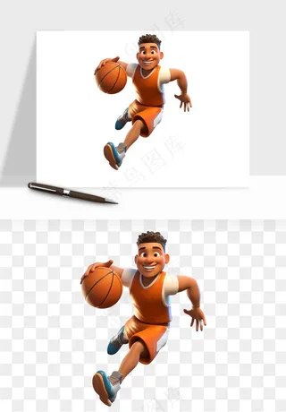 立体篮球人物png免抠