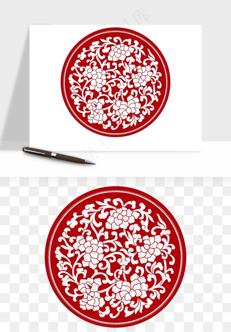 传统窗花剪纸图案png免抠