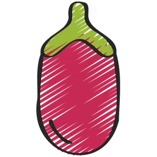 茄子 eggplant 绿色健康食品 铅笔手绘图标icon