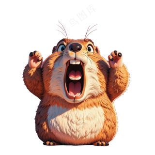 尖叫土黄色卡通土拨鼠免抠图