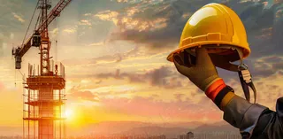 劳动的工人安全帽工作劳动节摄影图