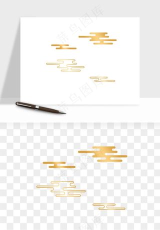 国潮线条祥云装饰png免抠