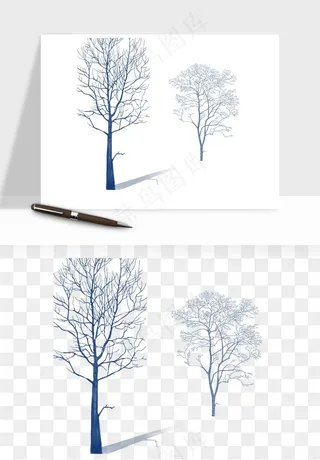 雪树枯树冬天树木png免抠