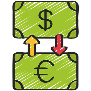 外汇兑换 铅笔手绘图标icon