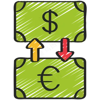 外汇兑换 铅笔手绘图标icon