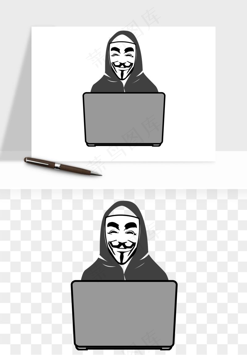 卡通小偷黑客png免抠