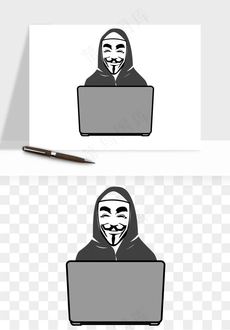 卡通小偷黑客png免抠