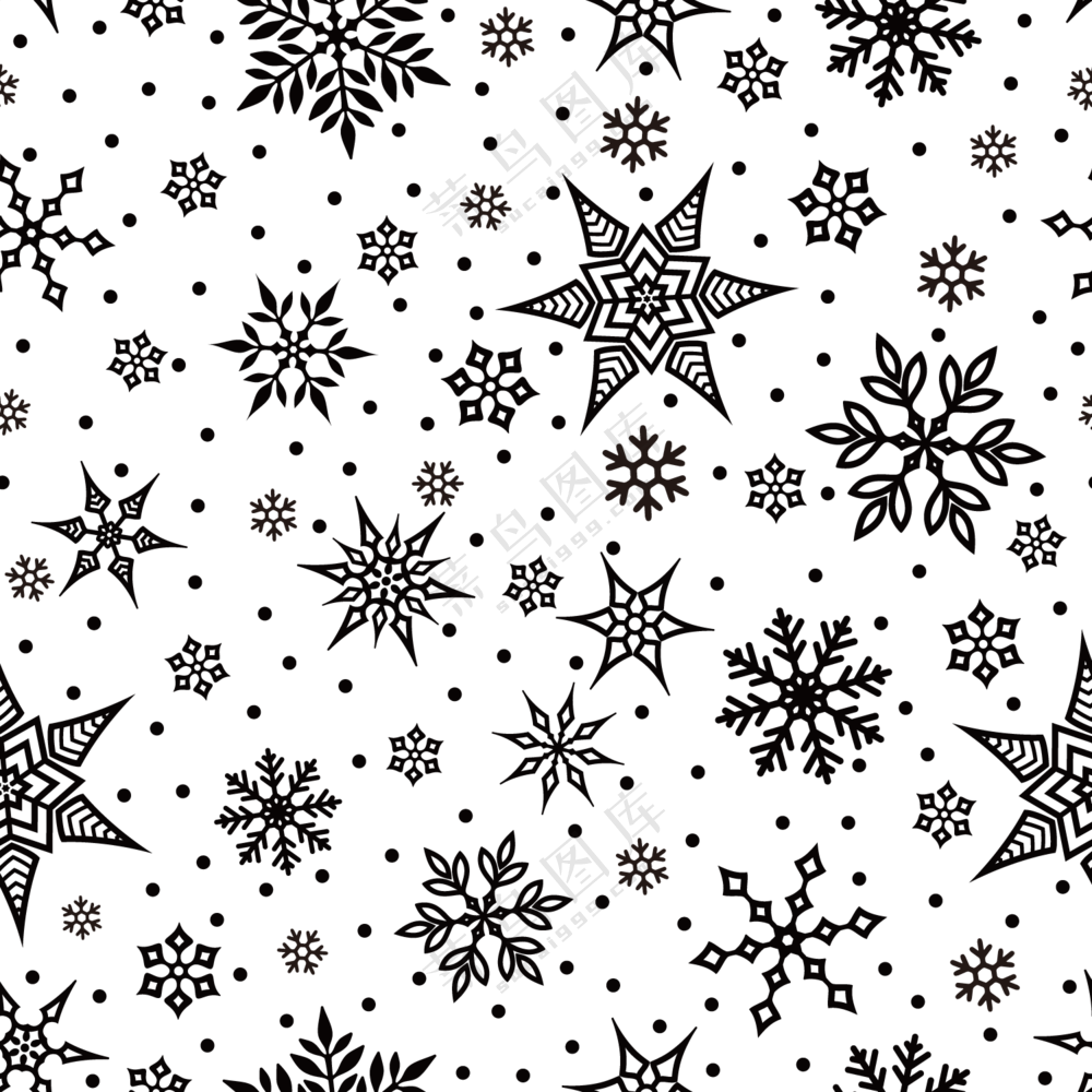 黑白效果雪花图案无缝拼接免抠图片