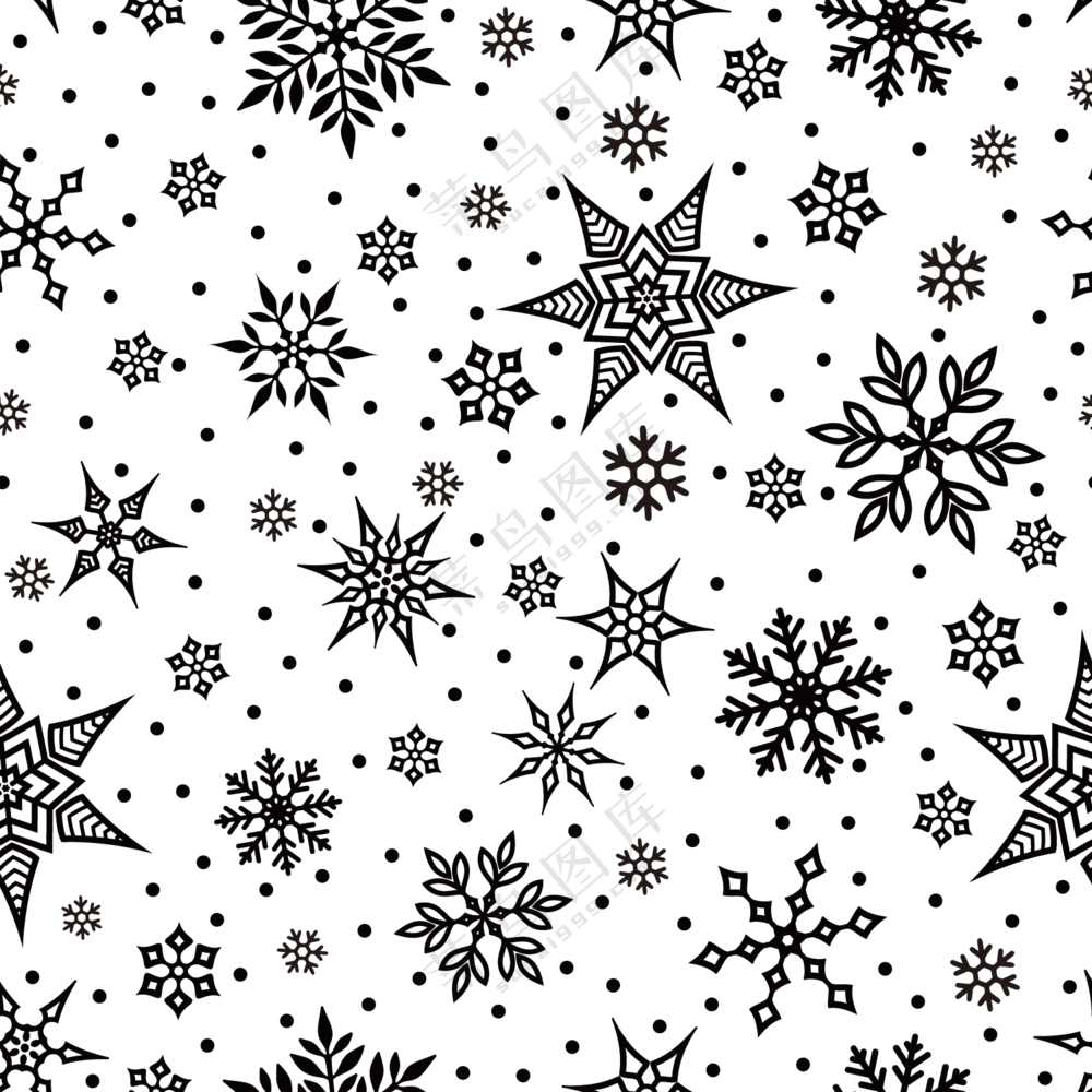 黑白效果雪花图案无缝拼接免抠图片