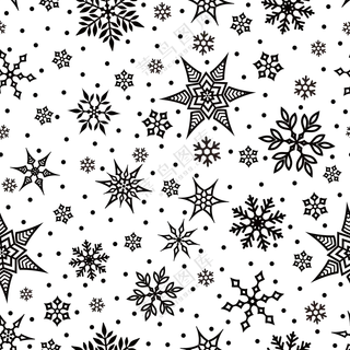 黑白效果雪花图案无缝拼接免抠图片