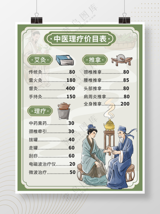 中医理疗养生馆价目表