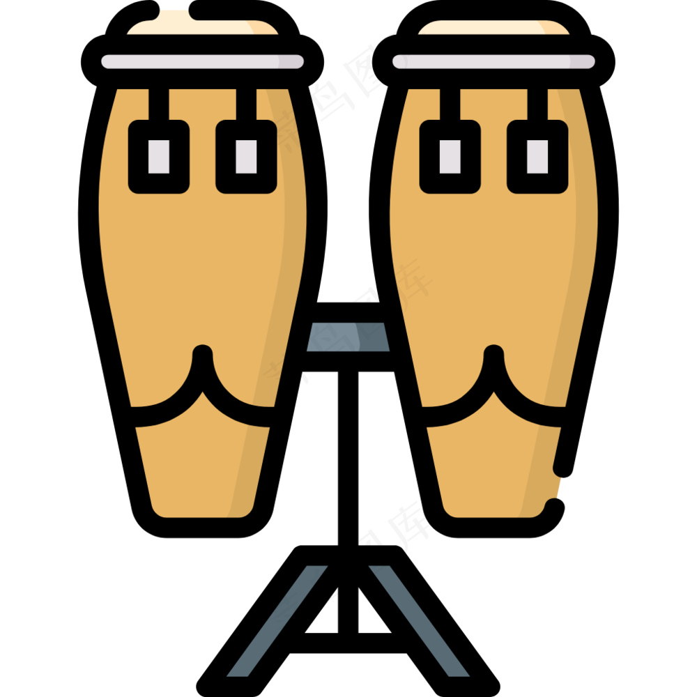 康加鼓 conga  民族乐器 线性彩色图标