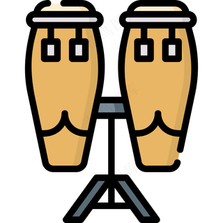 康加鼓 conga  民族乐器 线性彩色图标