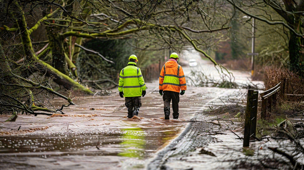 洪水自然灾害防洪预警摄影图