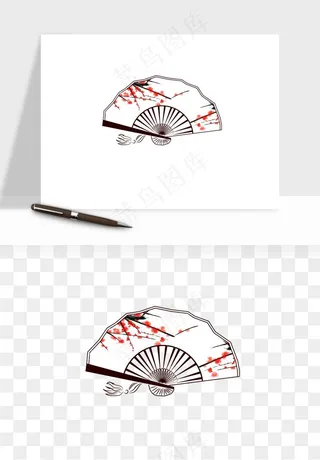 古风扇子元素png免抠