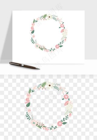 手绘花环边框浪漫png免抠