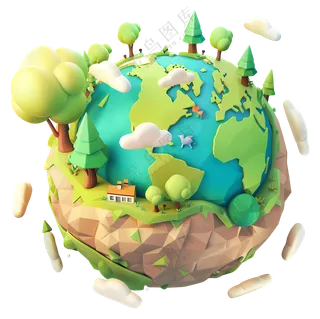 树木和云朵的微型地球