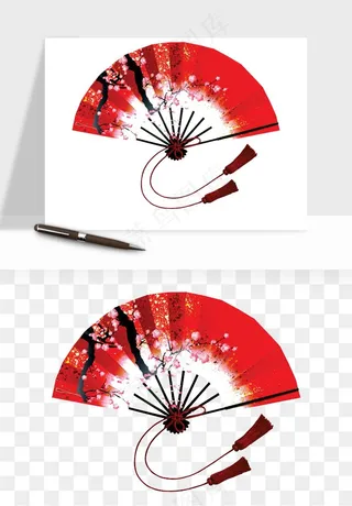 古风扇子元素png免抠