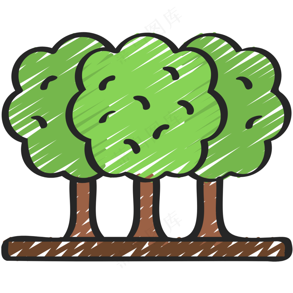 小树林 铅笔手绘图标icon