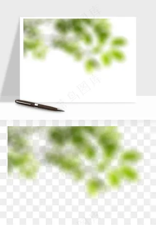 绿叶虚化前景树枝png免抠