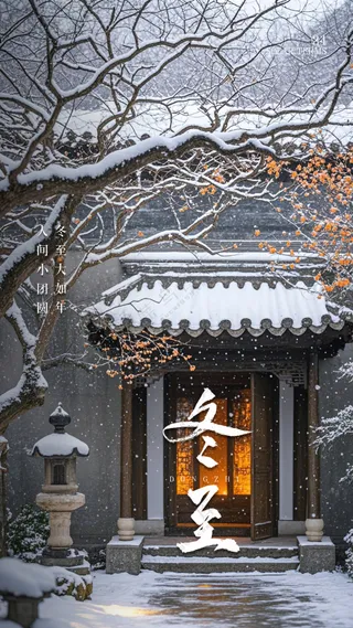 冬至唯美简约大气节气节日海报