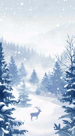 冬天白雪覆盖寒冷唯美雪景大寒插画背景