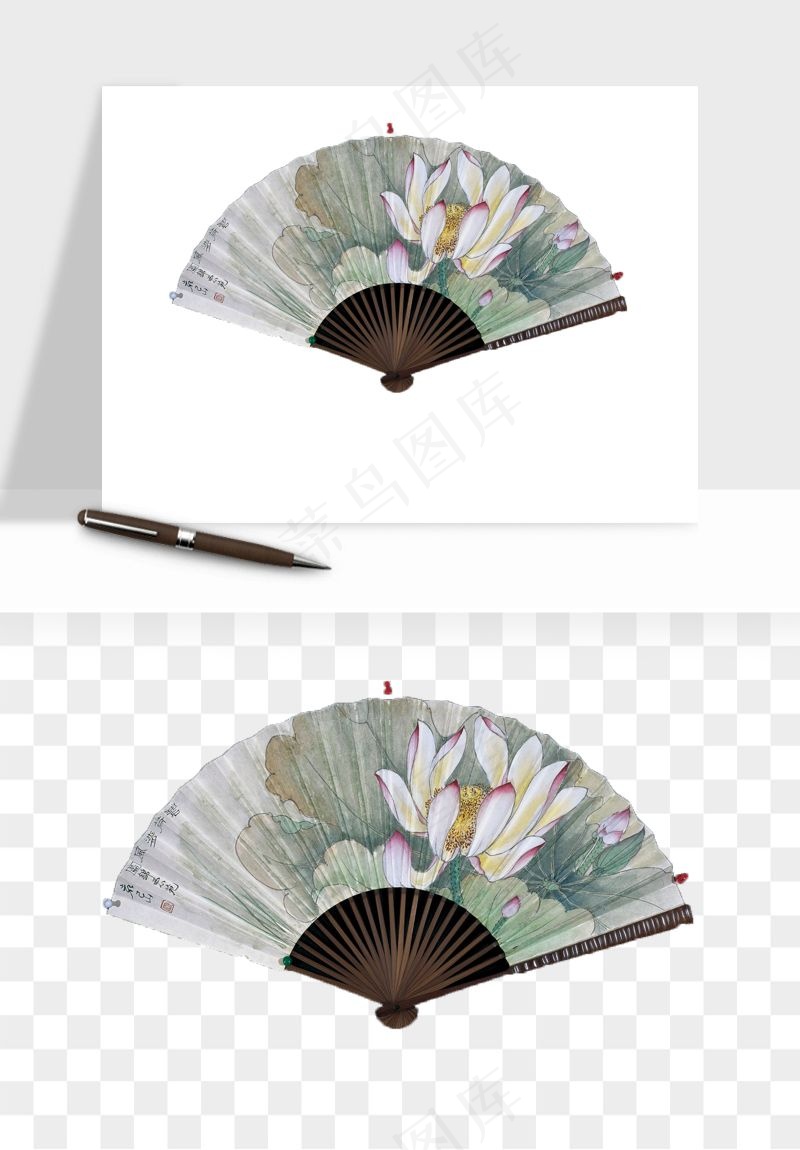 古风扇子元素png免抠
