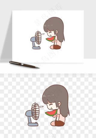 手绘节气人物插画png免抠