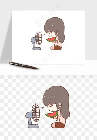 手绘节气人物插画png免抠