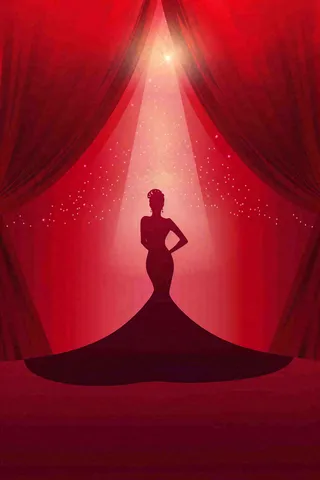 红色舞台灯光女王女生节女神妇女节插画背景