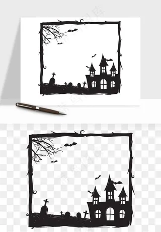 手绘万圣节边框png免抠