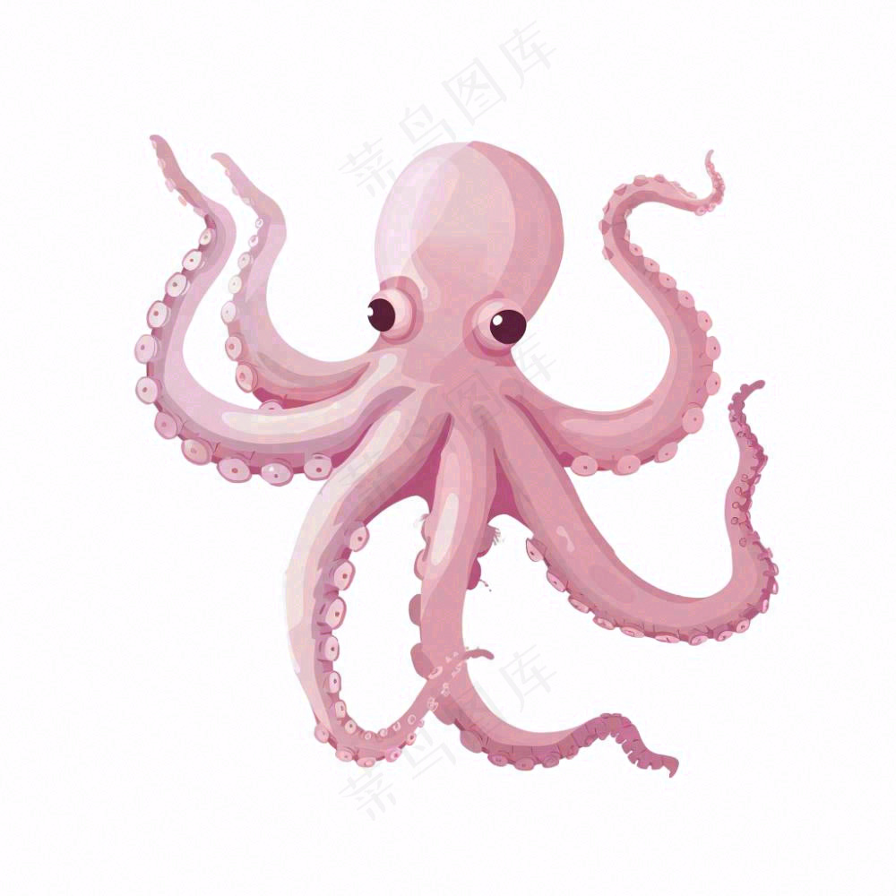 海洋动物章鱼墨鱼鱿鱼卡通插画免抠