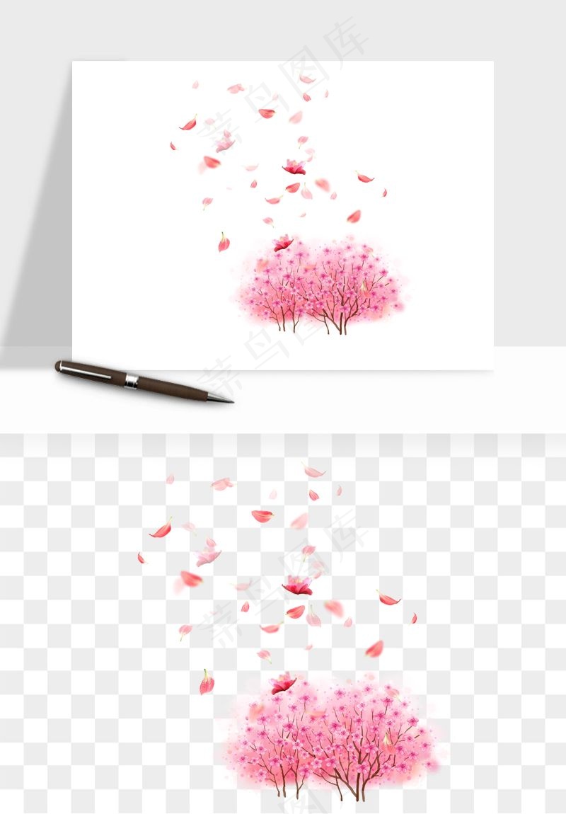 手绘樱花树png免抠